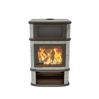 Altech Grande Nobles Complet houtkachel met brandend vuur en stenen bekleding