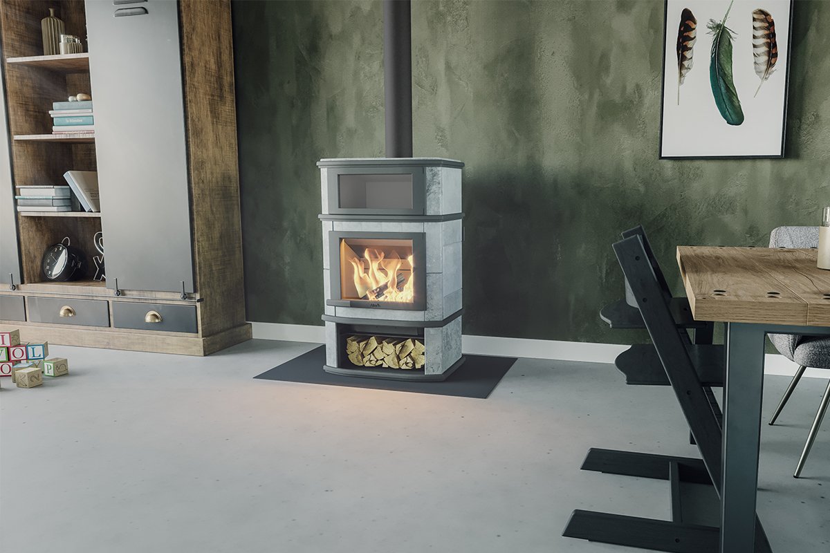 Altech Grande Nobles Complet in moderne woonkamer met brandend vuur