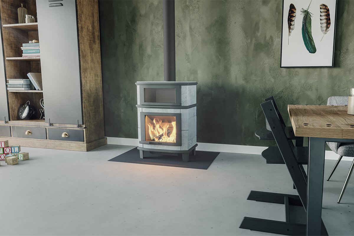 Altech Grande Nobles Gourmet houtkachel in moderne woonkamer