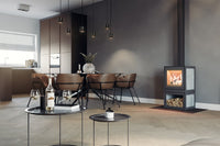 Altech MAX B Depot in moderne eetkamer met brandend vuur