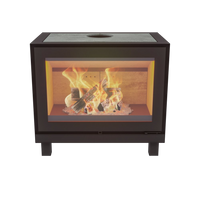 Altech MAX W houtkachel met zicht op brandend vuur