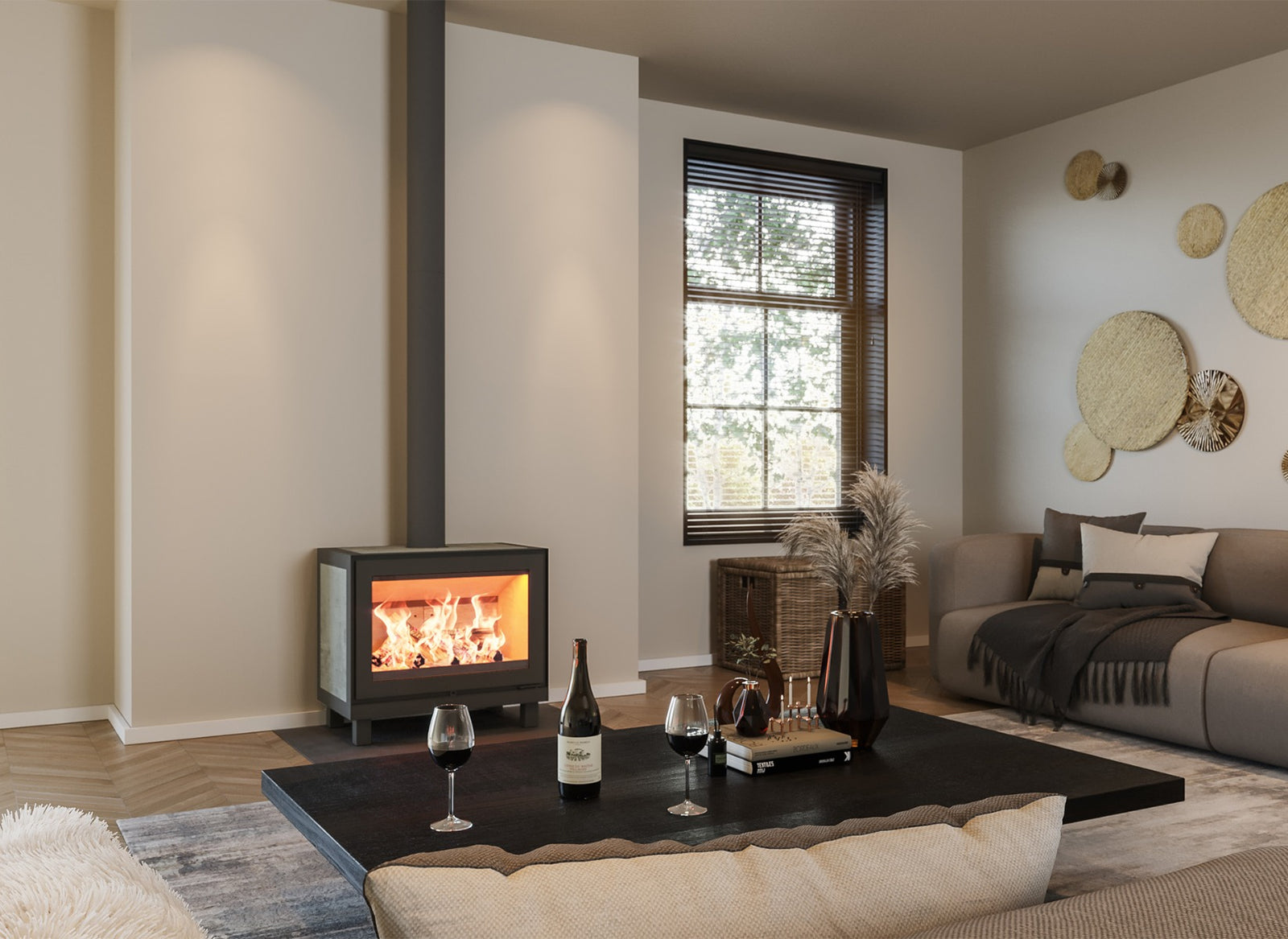 Altech MAX W houtkachel in moderne woonkamer