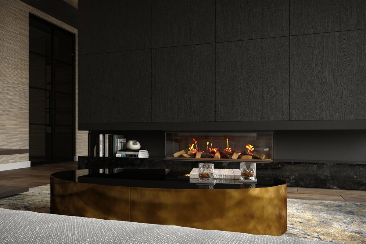 Element4 Ambiance 125 E ingebouwde haard in moderne woonkamer