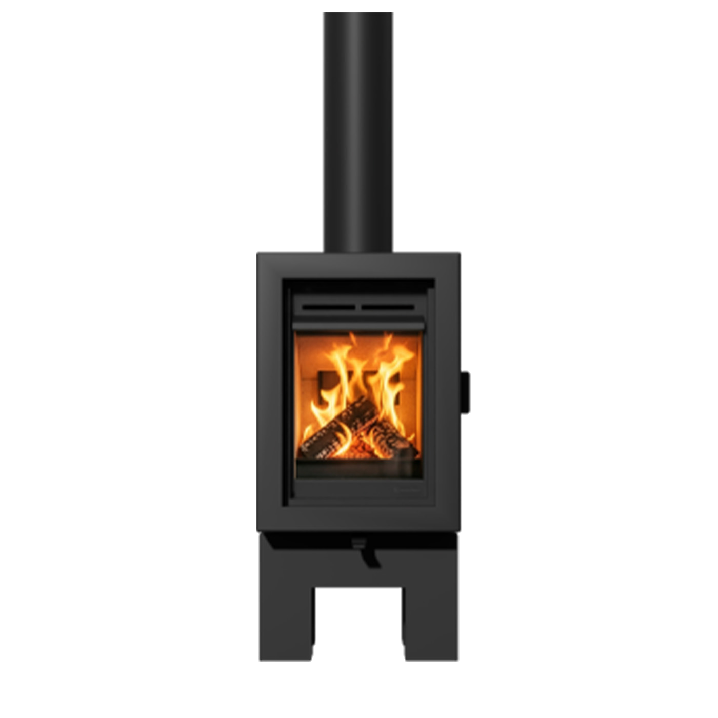 Wanders Ash houtkachel met brandend vuur op witte achtergrond