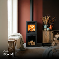 Wanders Ash Box M houtkachel in sfeervolle woonkamer