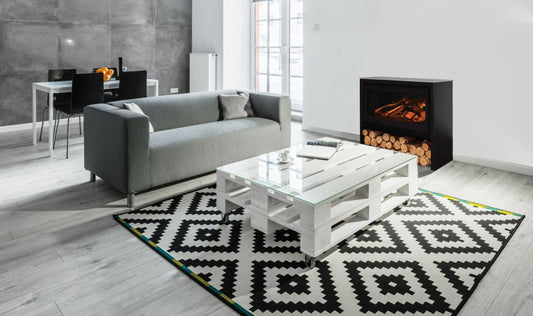Element4 Club Kudos E haard in moderne woonkamer met brandend vuur