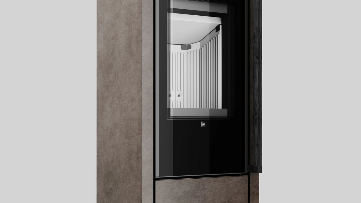 Balstil Akna inbouwhaard met glazen deur en verticale binnenbekleding