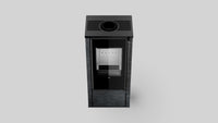 Balstil Akna houtkachel met glazen deur op grijze achtergrond