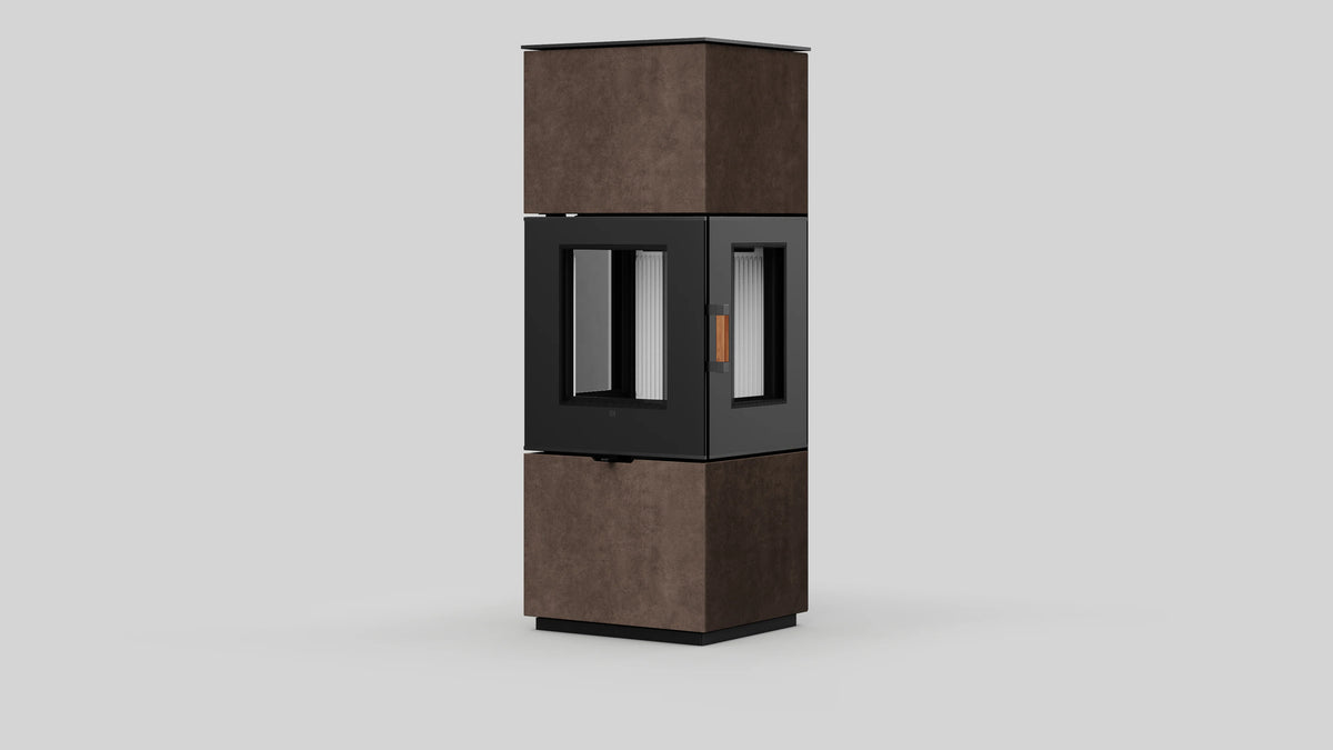Balstil Axam vrijstaande kachel op een neutrale achtergrond