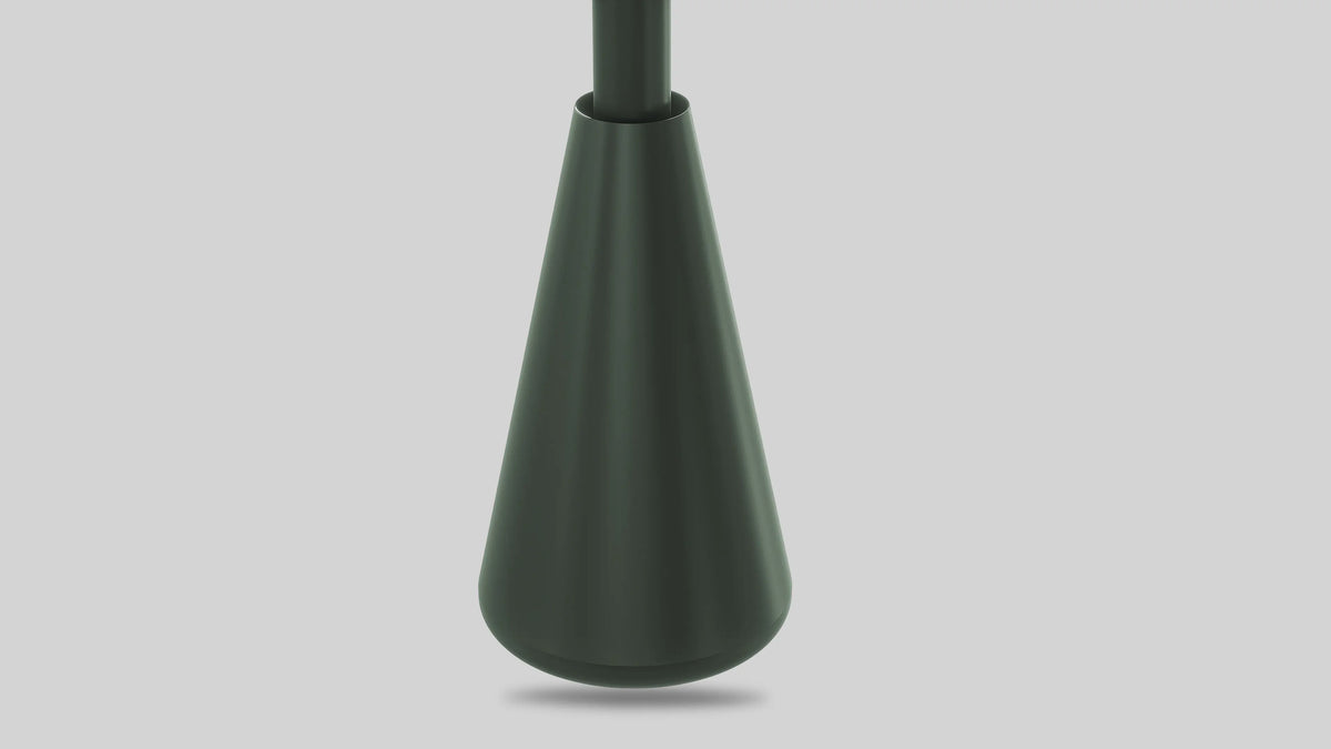 Balstil Bell met donkergrijze, kegelvormige behuizing op lichte achtergrond