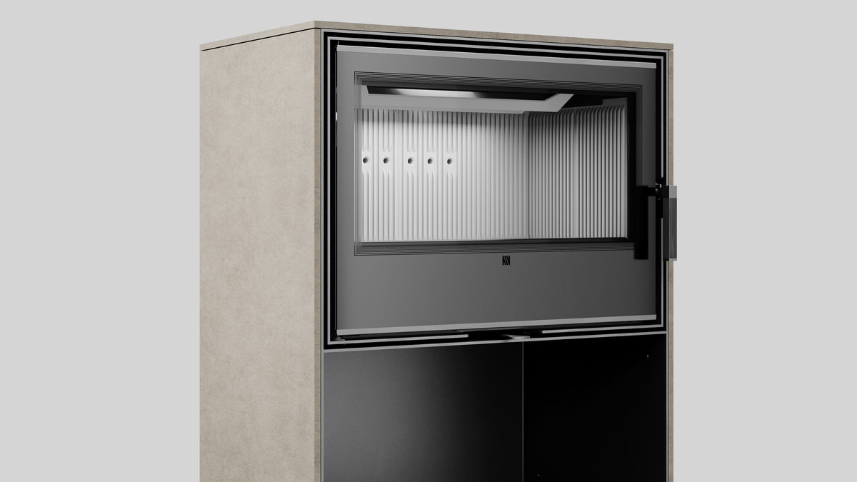 Balstil Forli 80 inzethaard met geopende deur en geribde binnenbekleding