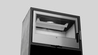 Balstil Forli 95 inbouwhaard, close-up van glazen front en verbrandingsruimte
