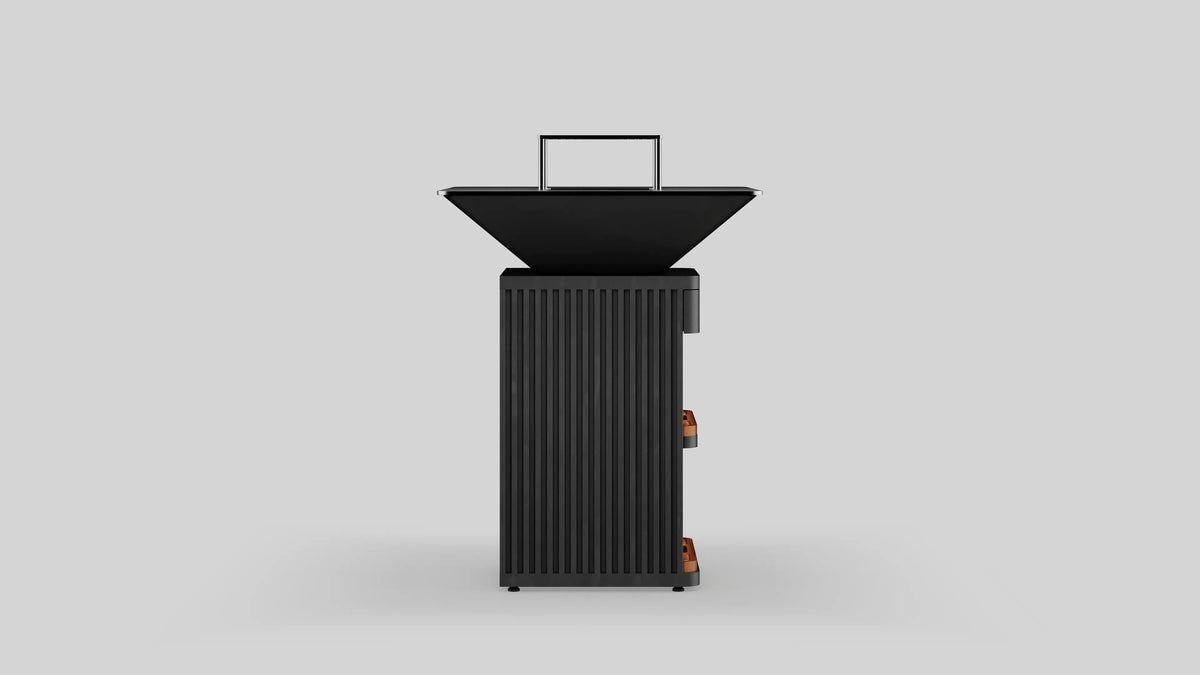 Balstil Grill Chef zwarte barbecue op een lichte studiobackground