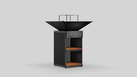 Balstil Grill Chef barbecue met zwarte grillkap en houten legplanken op een neutrale achtergrond