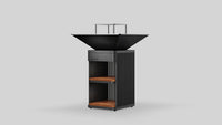 Balstil Grill Chef met zwarte grillplaat en houten legplanken op neutrale achtergrond