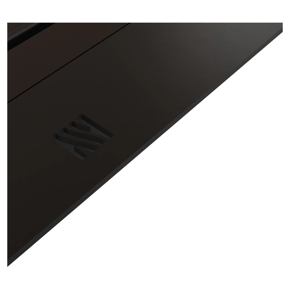 Detail van het zwarte paneel van Balstil Lusso 130/55 met subtiel logo