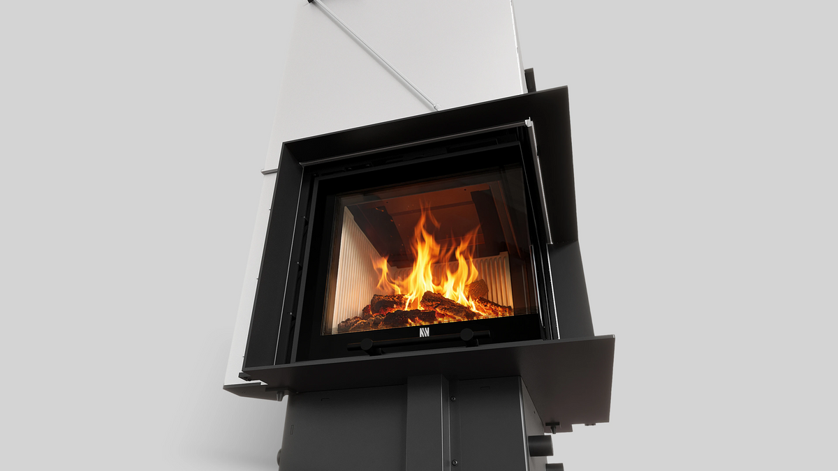 Balstil Milano 610/430 inzethaard met brandend vuur in een moderne wand