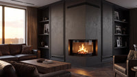 Balstil Milano 610/430 inzethaarden met brandend vuur in een stijlvolle woonkamer