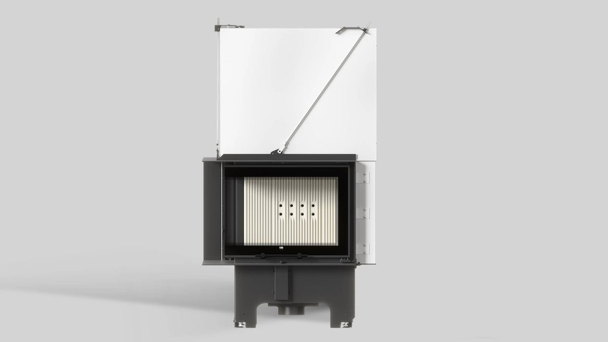 Balstil Milano 610/430 inbouwhaard met geopend frontpaneel op neutrale achtergrond