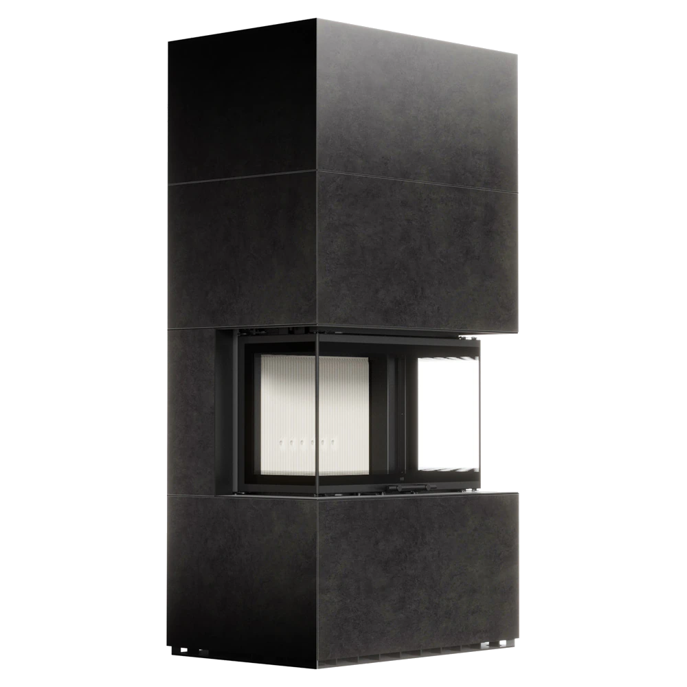 Balstil Milano 800/400 haard met donkere bekleding op witte studioachtergrond