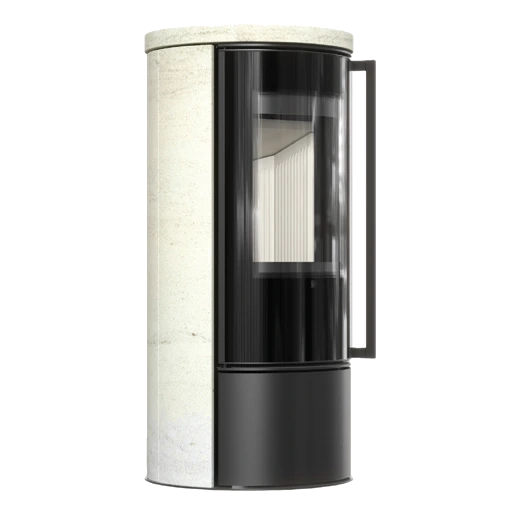 Balstil Ora E/A Ivory Glow vrijstaande kachel met zwart glas en lichte behuizing