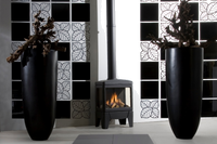 Faber Jelling gaskachel Propaan in showroom met vlammen