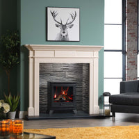 Trimline Fires Bassington in witte schouw, moderne woonkamer