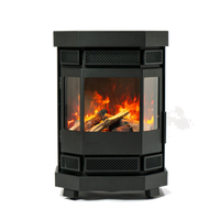 Duroflame Batavia E500 kachel met zicht op brandende houtblokken