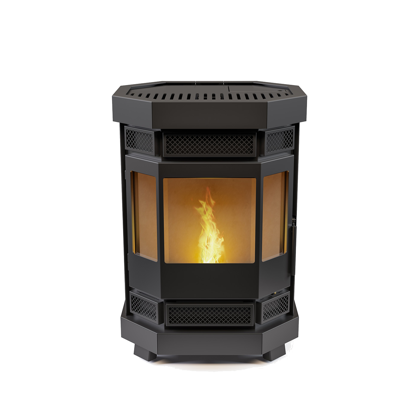Duroflame Batavia T4.2 pelletkachel met zichtbare vlam achter glas