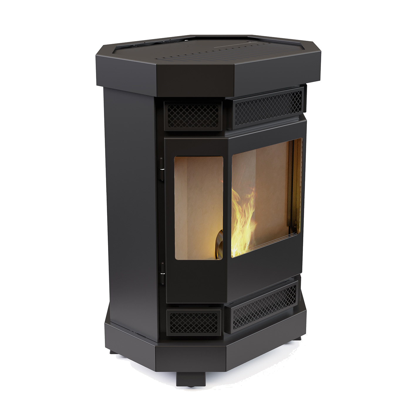 Duroflame Batavia T4.2 pelletkachel met zicht op vlammen