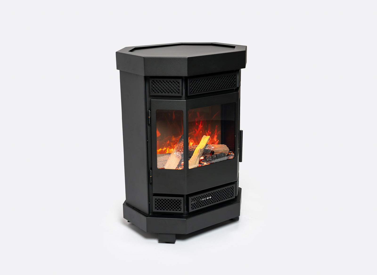 Duroflame Batavia E500 zwarte kachel met vlammen op witte achtergrond