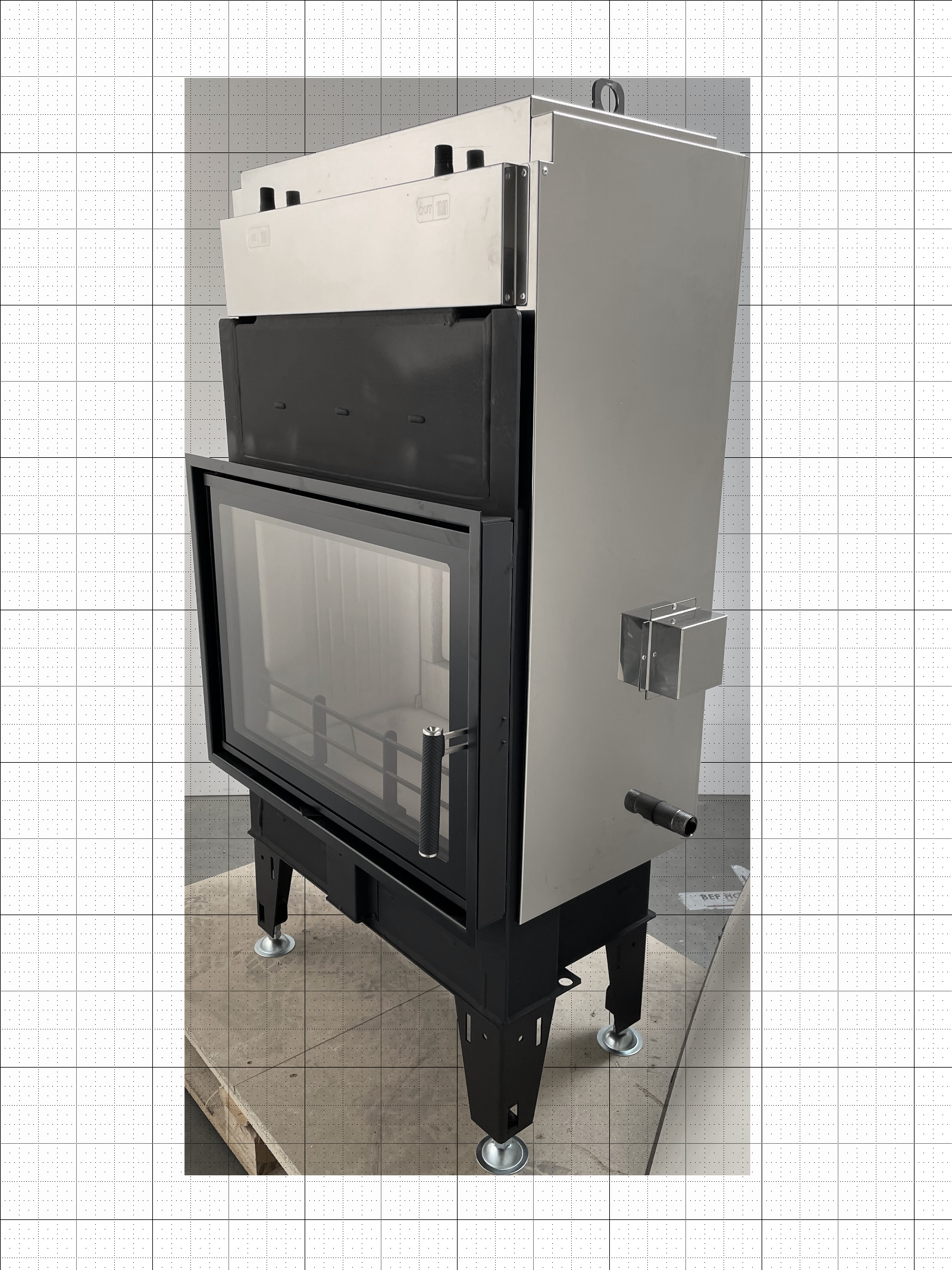 BeF Aquatic WH 70 N inbouwhaard met glazen deur en metalen behuizing
