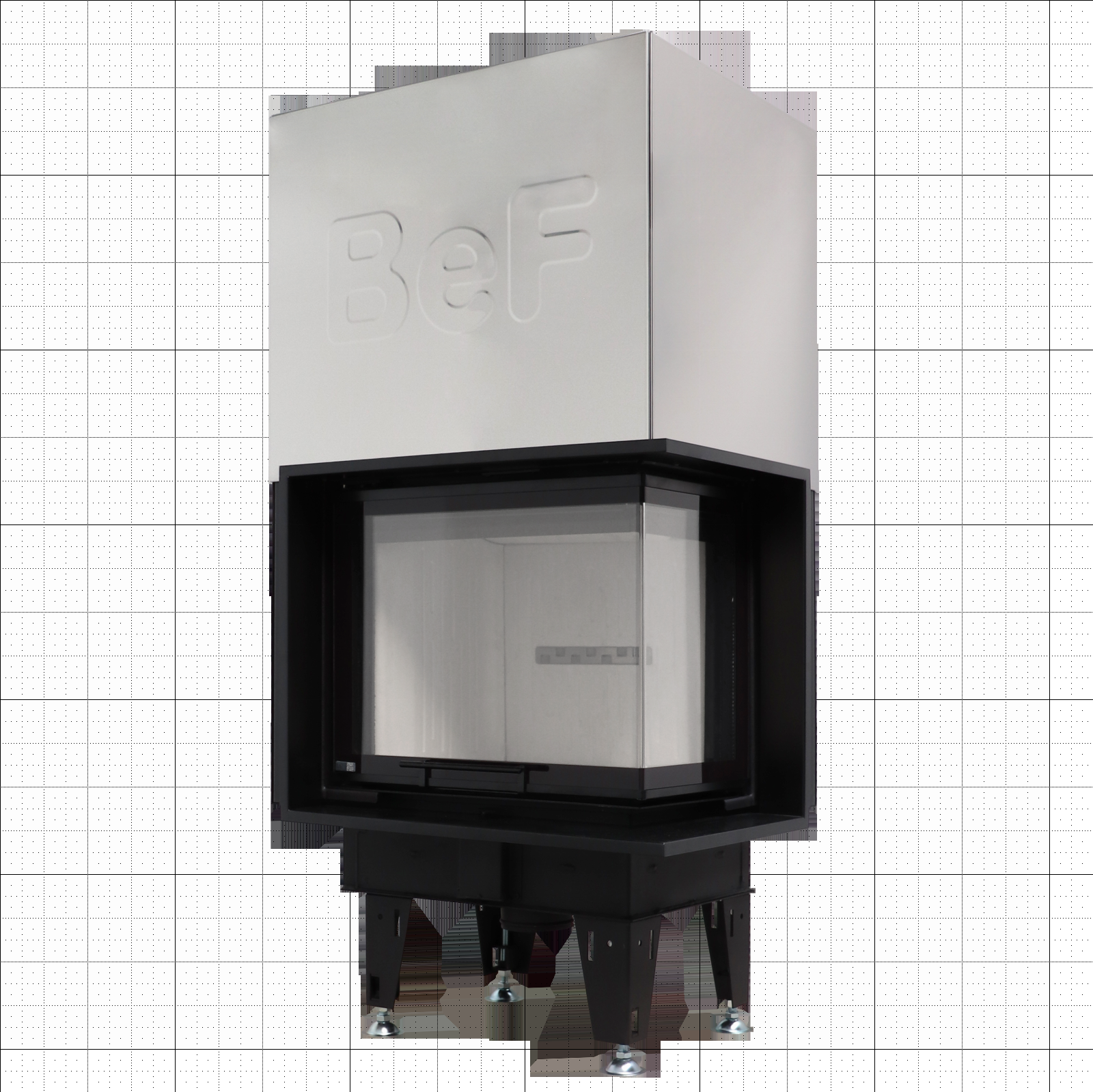 BeF Aquatic WH V 70 CP haard met glazen ruit en zwarte omlijsting