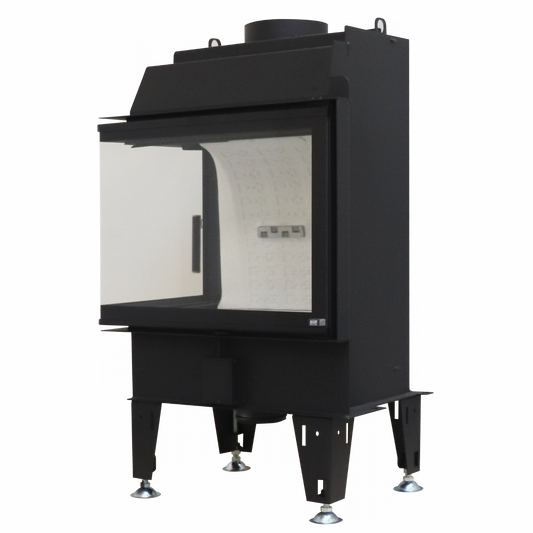 BeF Therm 8 CL zwarte inbouwhaard met glazen deur, op witte achtergrond