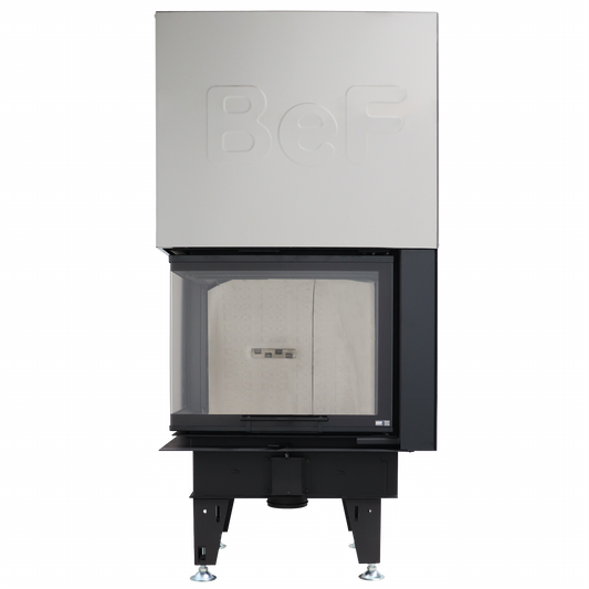 BeF Therm V 7 CL kachel met vierkante witte bovenkast en zwarte haarddeur