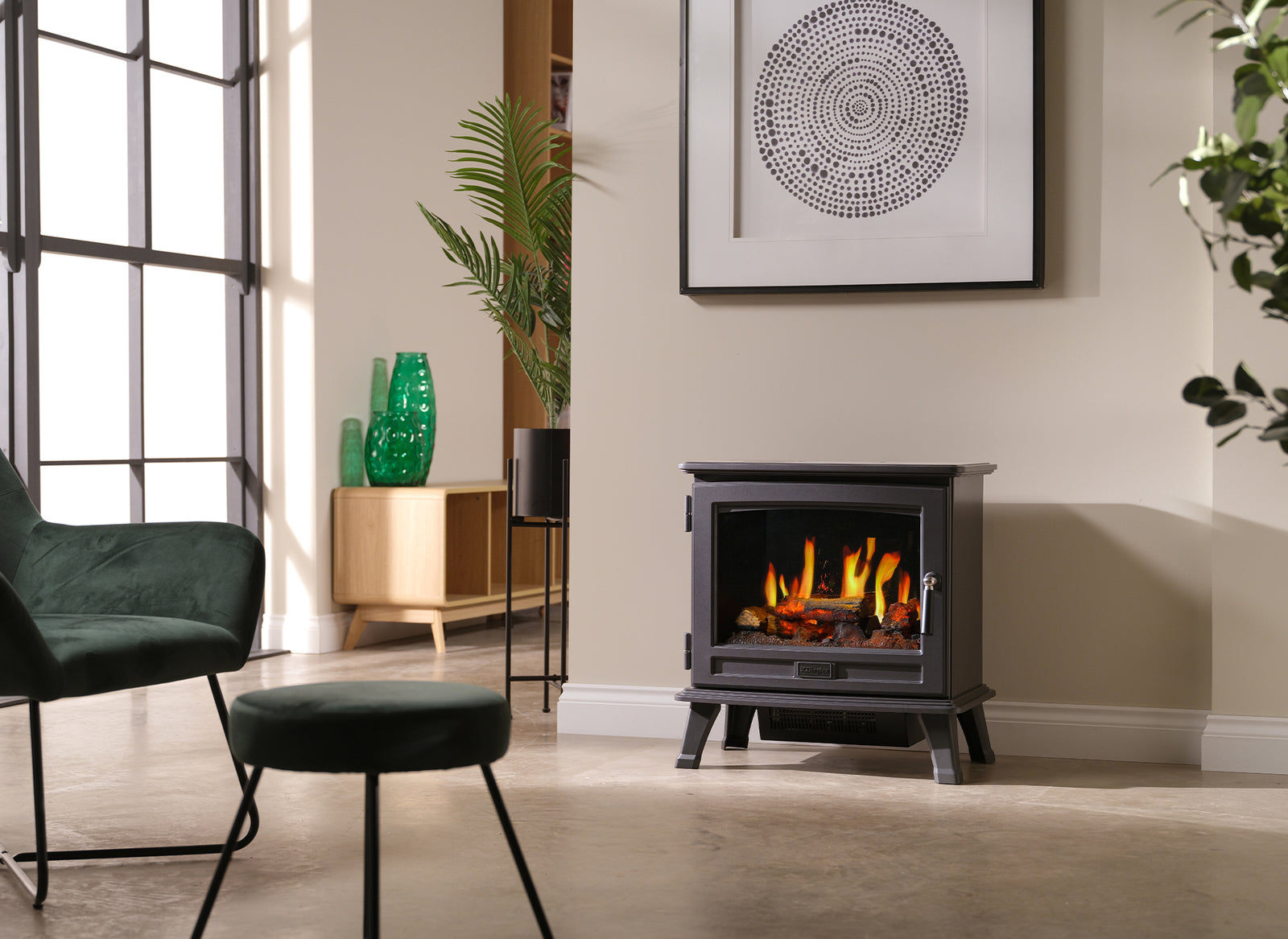 Dimplex Belgravia elektrische kachel in moderne woonkamer