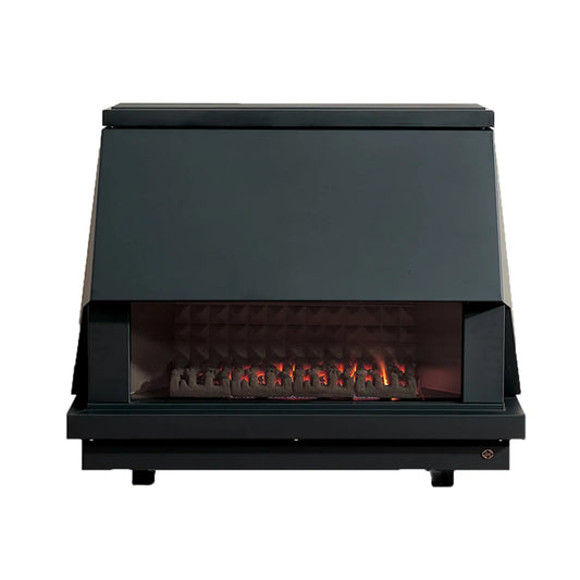 DRU Berlien gaskachel met gesloten front en zichtbaar vlambeeld