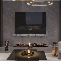 Element4 BIO 140I in moderne woonkamer met ingebouwde haard onder tv