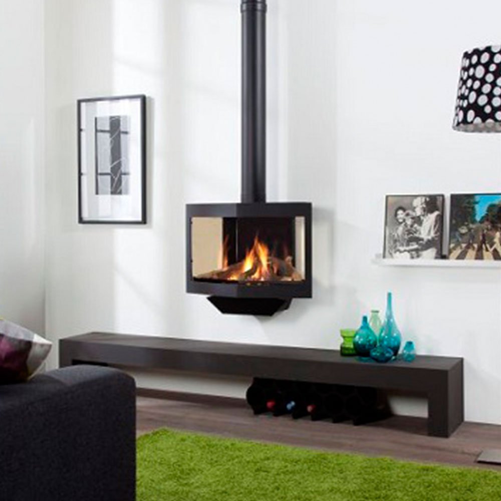 HAVÉ Black Stealth gashaard in moderne woonkamer met brandend vuur