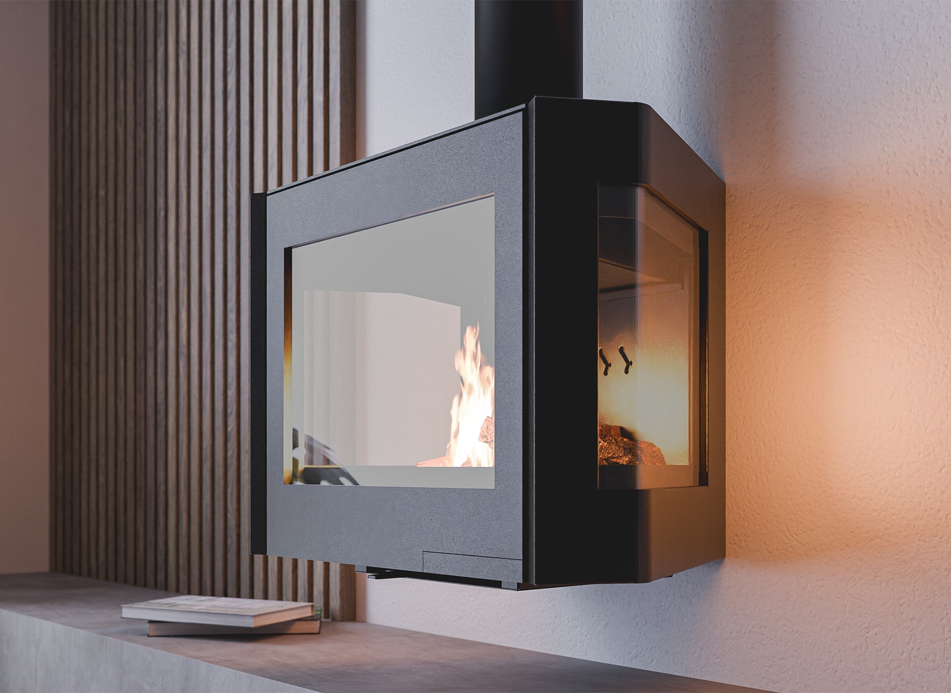 Wanders Black Sapphire wandhaard aan de muur in een moderne woonkamer