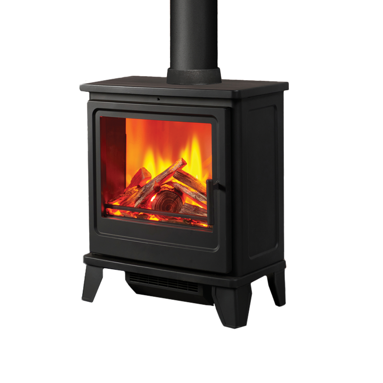 Fair Fires Solution Blackthorn Stove met brandend hout
