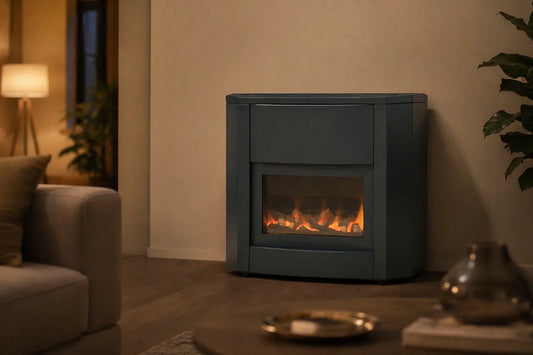 Bocal A63 Millennium gaskachel in een moderne woonkamer met brandend vuur