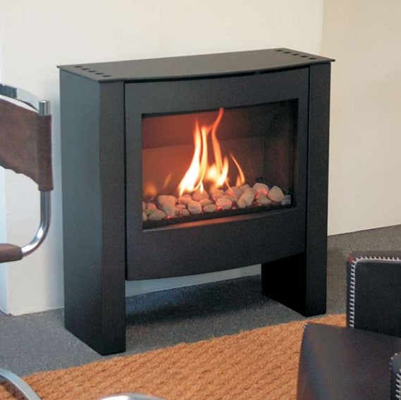 Bocal A8 gaskachel met vlammen in moderne woonkamer