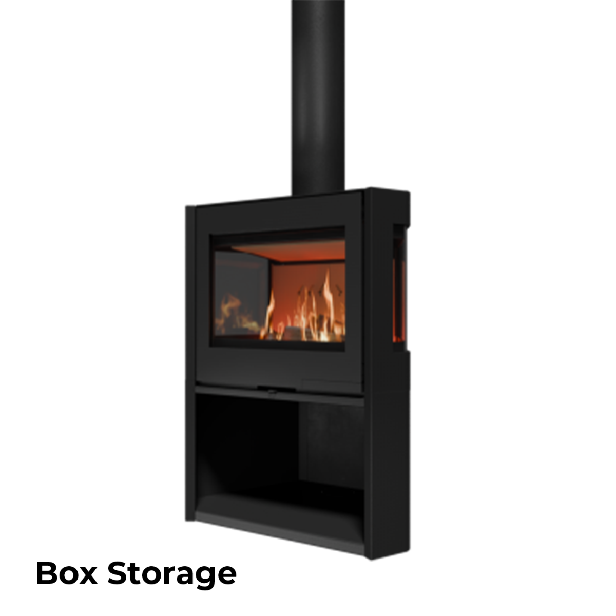 Wanders Black Sapphire houtkachel met zicht op vlammen
