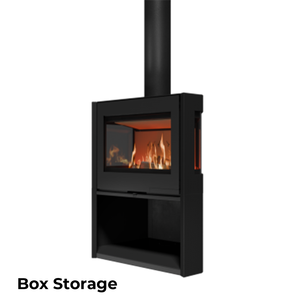 Wanders Black Sapphire zwarte houtkachel met zichtbare vlammen