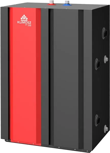 Klimosz Buffer 0W 300 buffervat met rood paneel en aansluitingen