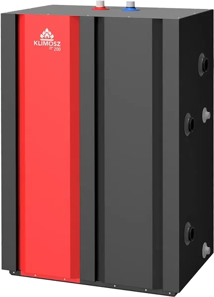 Klimosz Buffer 0W 300 buffervat met rood paneel en aansluitingen