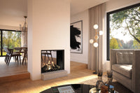 DRU Maestro 75 Tunnel Eco Wave in moderne woonkamer met open haard