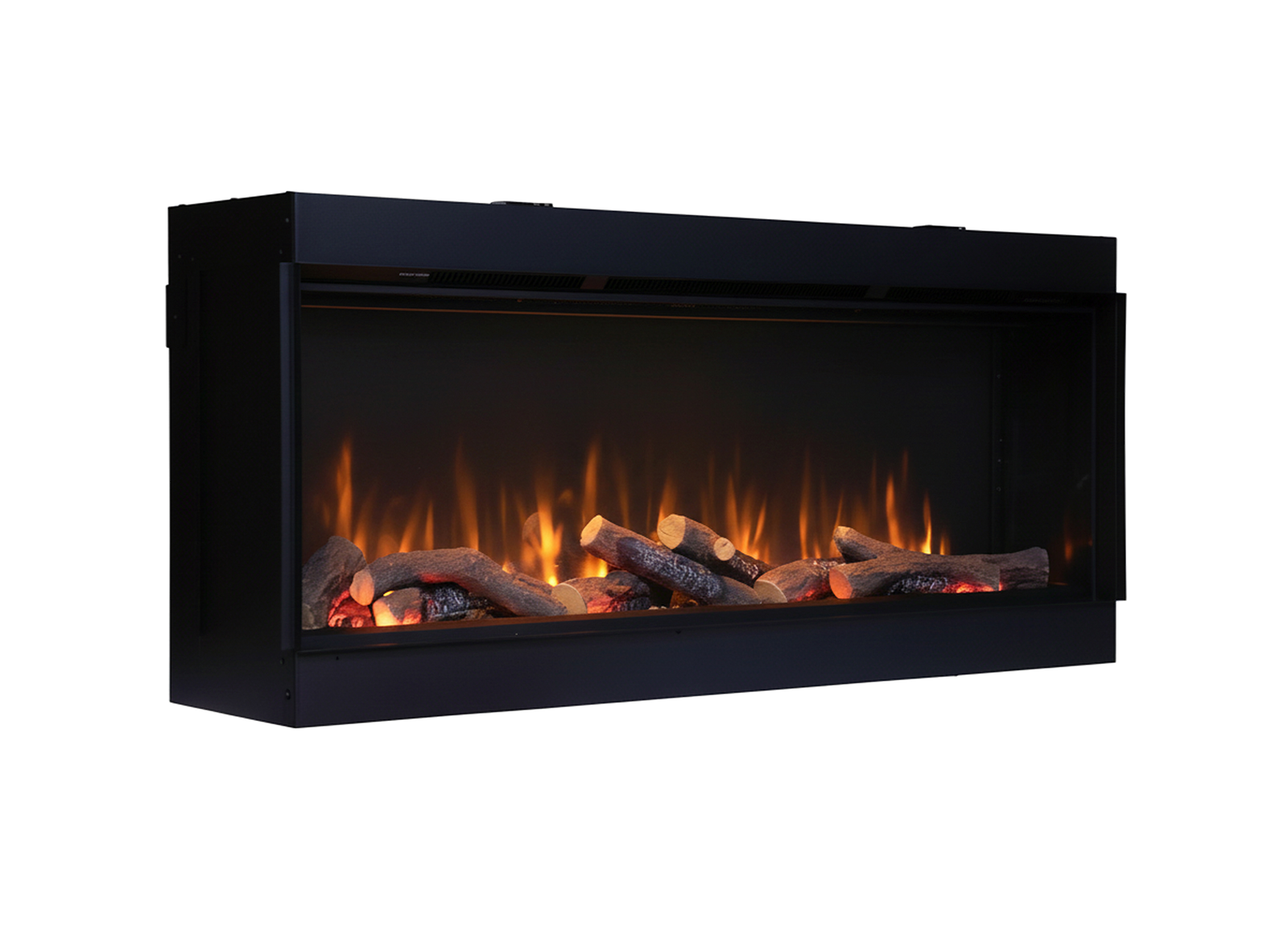 Charlton & Jenrick i-1250e Deep in zwarte inbouwhaard met vlammen en houtblokken
