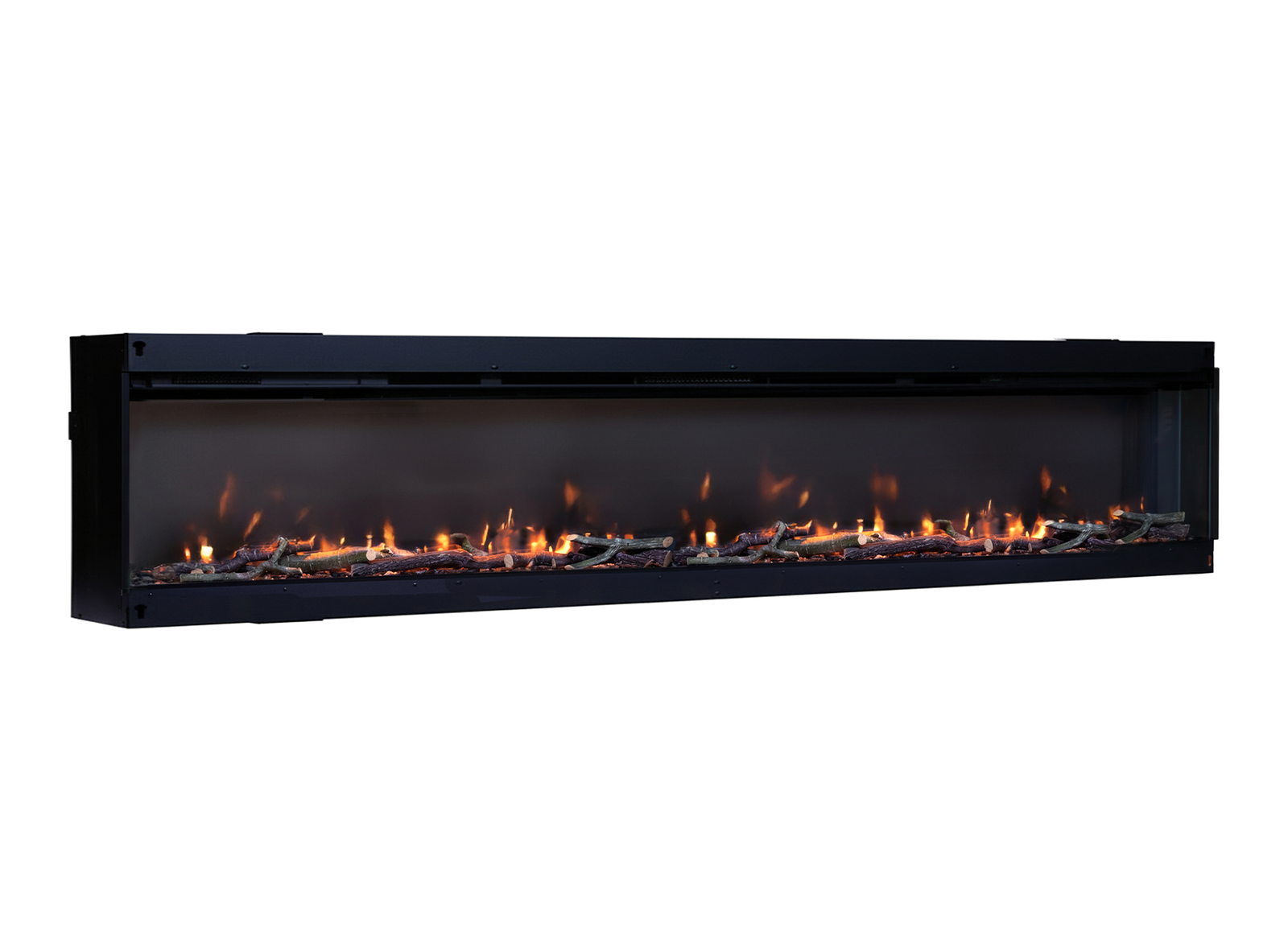 Charlton & Jenrick i-2000e Slim haard met lang vuurvenster en vlammen